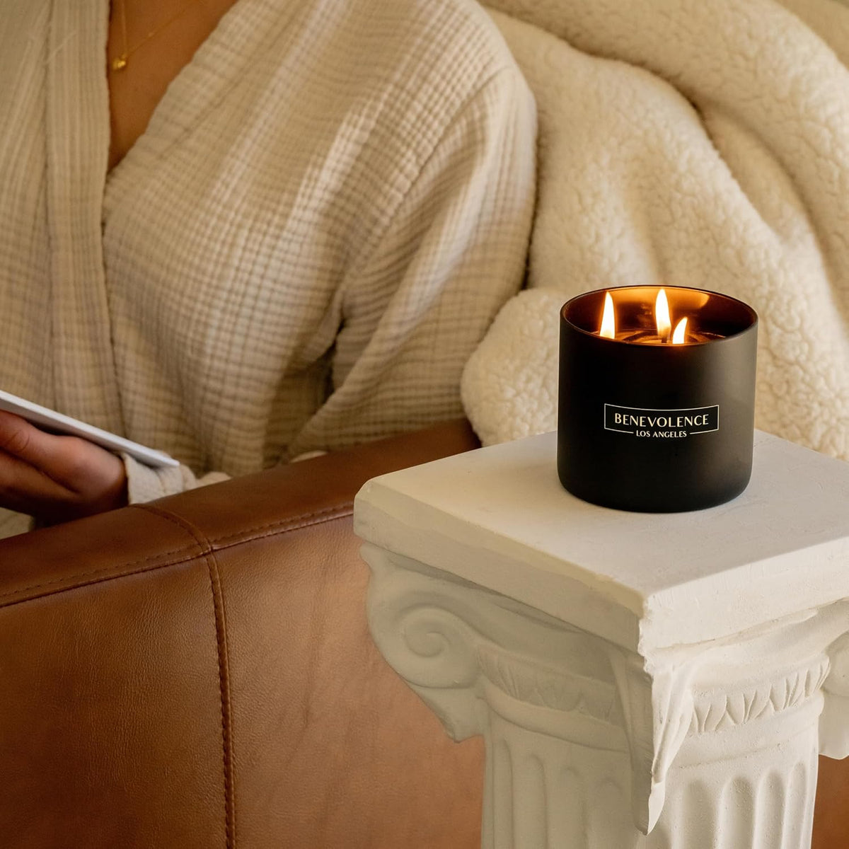 Benevolence LA 3 Wick Candle, Charcoal Large Scented Candle | Soy Candles | Gifts for Women and Men