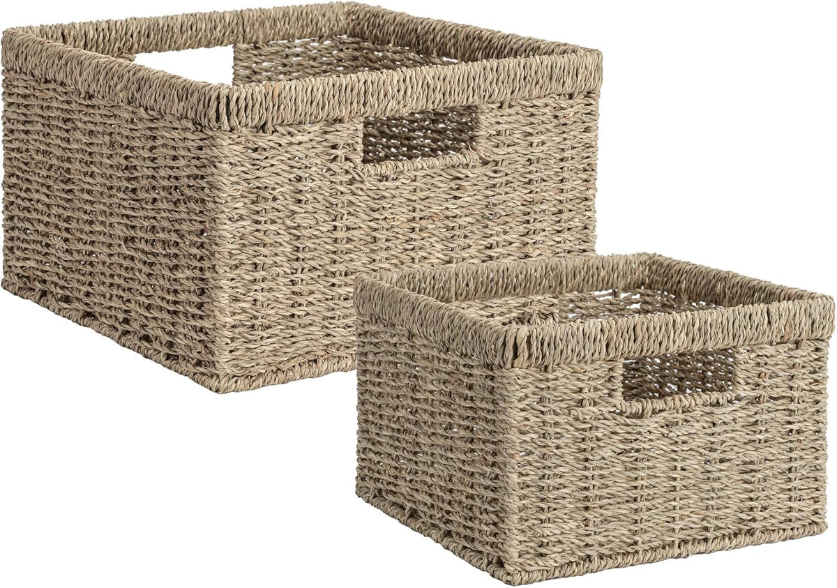 StorageWorks Wicker Storage Baskets, Large and Small Baskets, Handwoven Seagrass Basket for