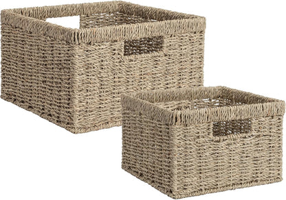 StorageWorks Wicker Storage Baskets, Large and Small Baskets, Handwoven Seagrass Basket for