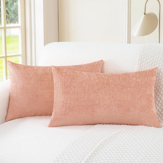 CaliTime Throw Pillow Covers Decorative 16 X 26 Inches Pack of 2 Cozy Chenille Cushion Cases for