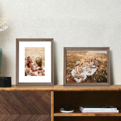 upsimples 8x10 Picture Frame, Natural Solid Wooden Picture Frames, Display 5x7 with Mat or 8 x 10
