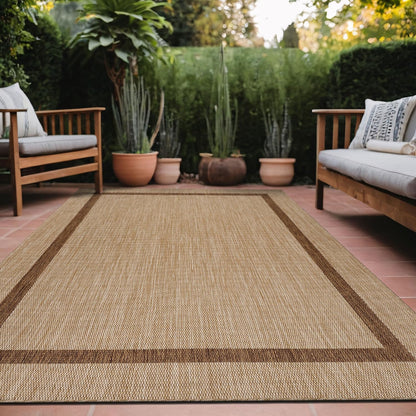 Bordered Outdoor Rug 6x9 Washable Outside Carpet for Indoor Patio Porch Waterproof Easy Cleaning