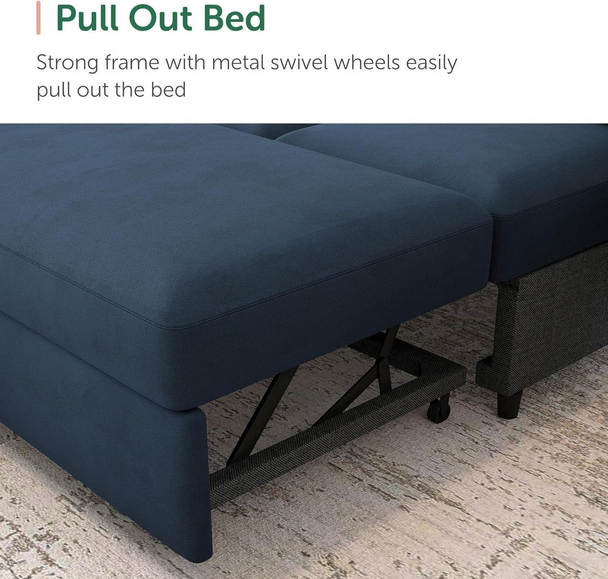 HONBAY Sectional Sleeper Sofa with Pull Out Bed U-Shape Sectional Couch Sleeper Bed with Storage