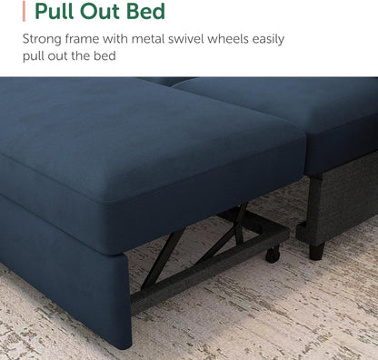 HONBAY Sectional Sleeper Sofa with Pull Out Bed U-Shape Sectional Couch Sleeper Bed with Storage