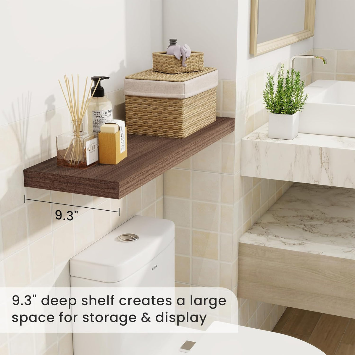 Fun Memories Floating Shelves for Wall, 30 Inch Rustic Wood Wall Mounted Shelves for Bathroom