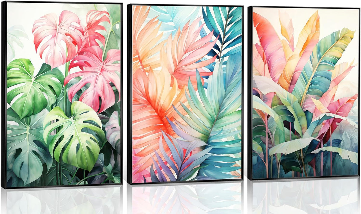 3pcs Tropical Botanical Canvas Wall Art Monstera Leaves Posters Botanical Prints Bohemian style