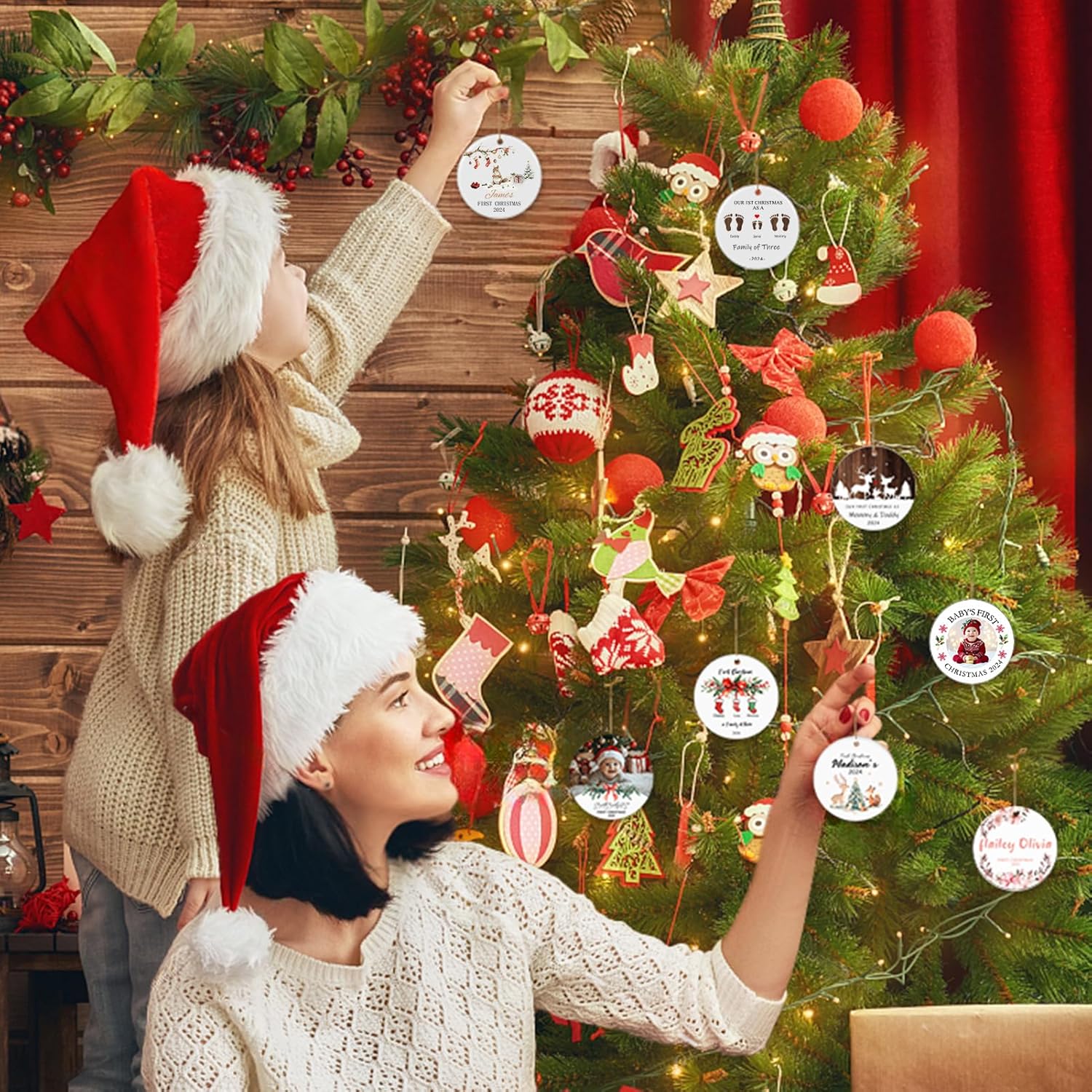 Baby's First Christmas Ornament 2025, Personalized Photo Ornaments for Christmas Tree, Custom Name
