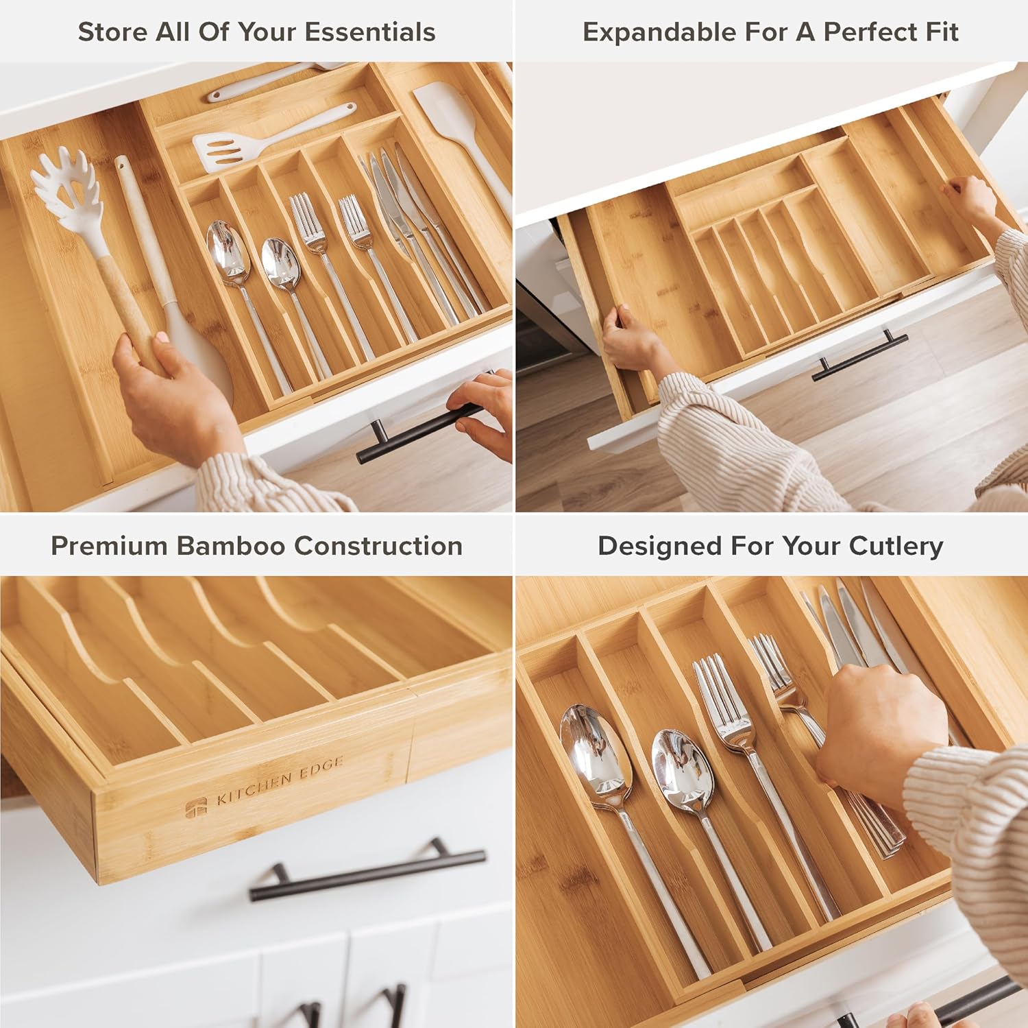 Premium Silverware, Flatware and Utensil Organizer for Kitchen Drawers, Food-Safe Contract Grade