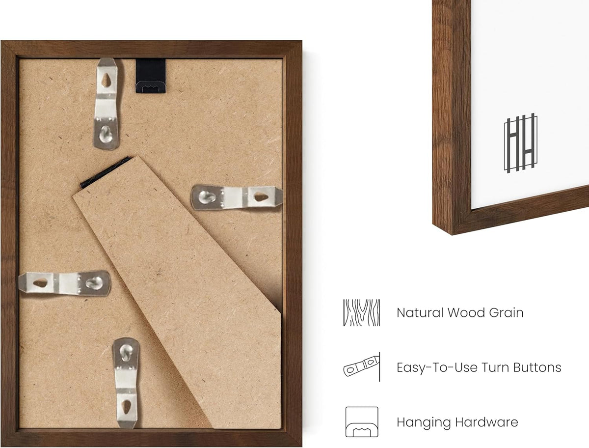 HAUS AND HUES Walnut Oak Wood Gallery Wall Tabletop Frames Made with Real American Oak and