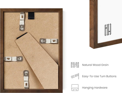 HAUS AND HUES Walnut Oak Wood Gallery Wall Tabletop Frames Made with Real American Oak and