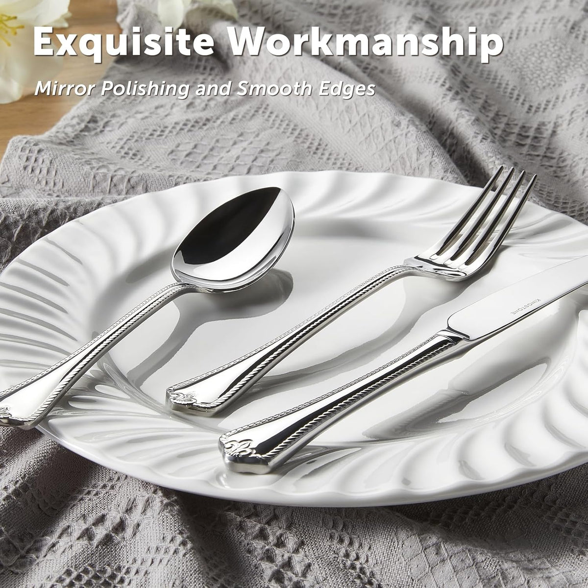 KINGSTONE Silverware Set, 40-piece 18/10 Stainless Steel Flatware Set Cutlery Set for 8, for