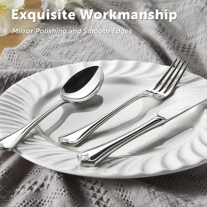 KINGSTONE Silverware Set, 40-piece 18/10 Stainless Steel Flatware Set Cutlery Set for 8, for