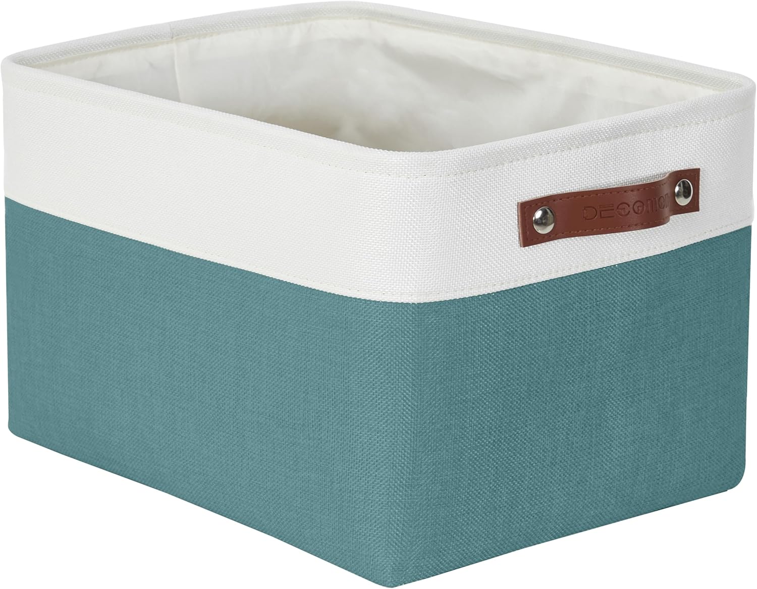 DECOMOMO Small Storage Basket, Closet Storage Bins, Baskets for Organizing Shelves (Teal & White