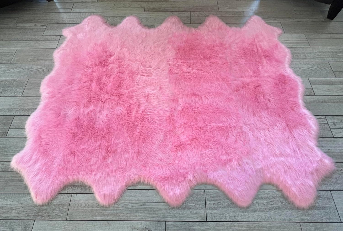 LAMBZY Faux Sheepskin Super Soft Hypoallergenic Free Shape Silky Shag Rug, Luxury Shaggy Plush