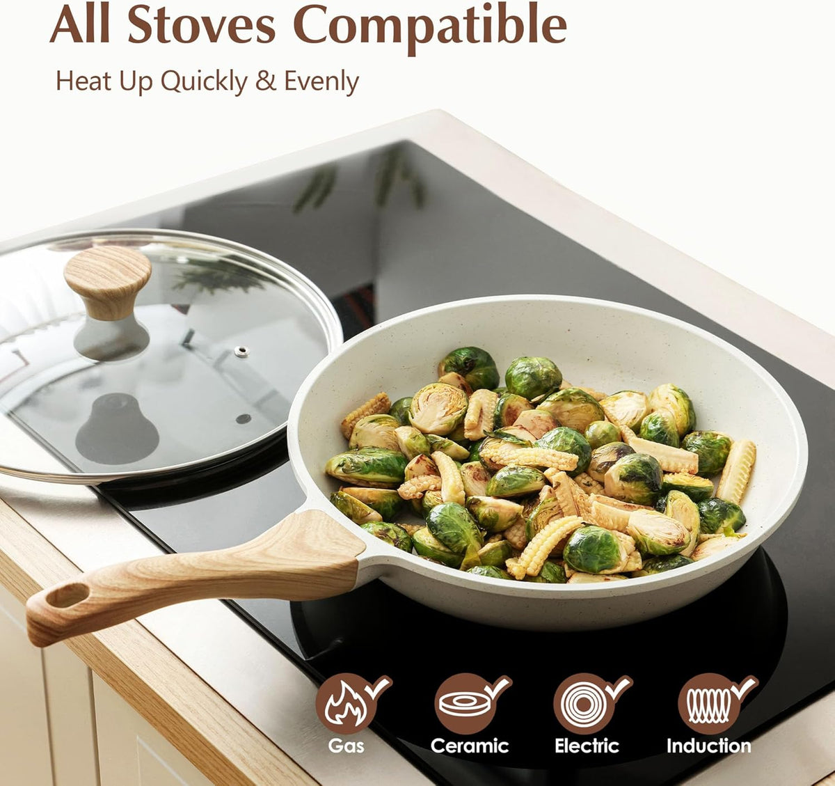 SENSARTE Nonstick Ceramic Frying Pan Skillet with Lid, 10 Inch Omelet Pan, Healthy Non Toxic Chef