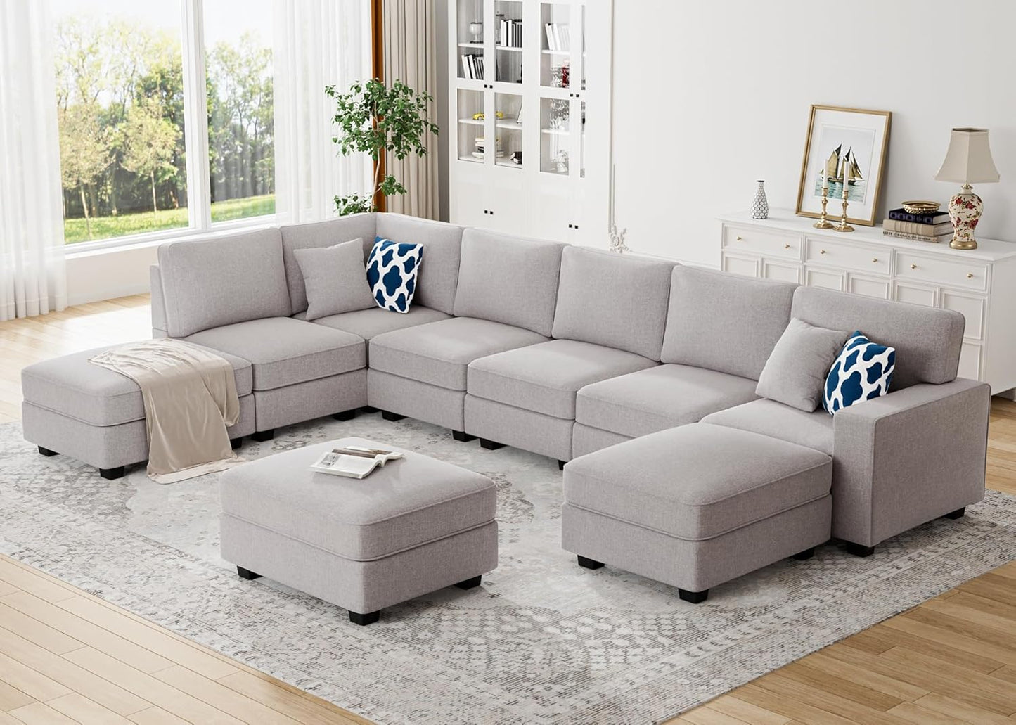 L Lengend Vansen Modular Sectional Sofa U Shaped Couch with Ottoman Modern Reversible Corner