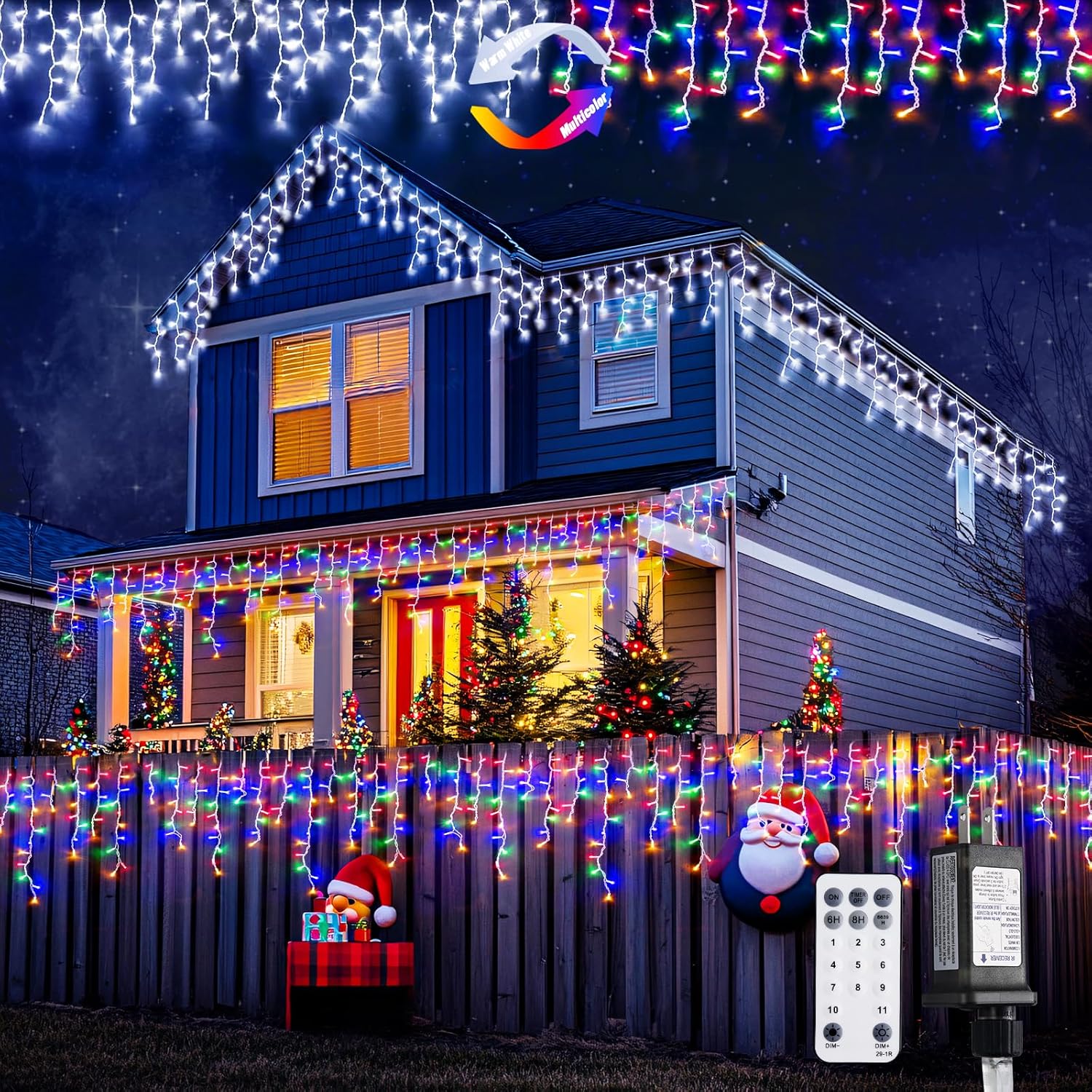 JMEXSUSS Color Changing Lights Outdoor Waterproof, 11 Modes 400 LED Christmas Icicle Lights with 40