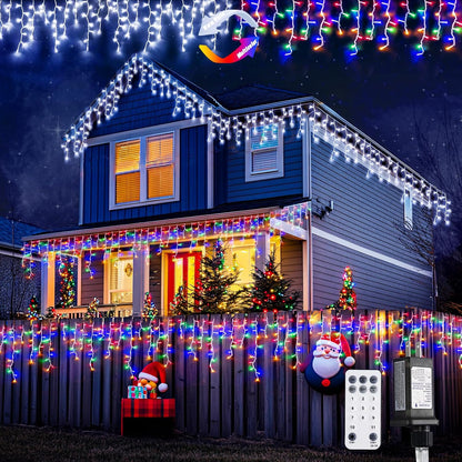 JMEXSUSS Color Changing Lights Outdoor Waterproof, 11 Modes 400 LED Christmas Icicle Lights with 40