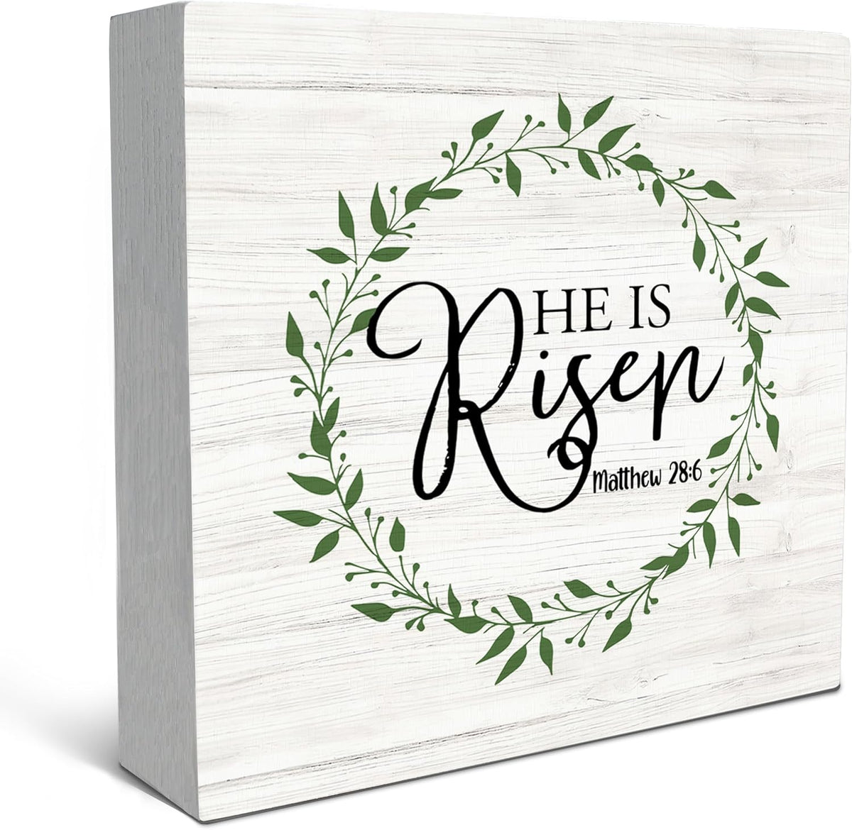 SRADMO He Is Resen Wood Box Sign Desk Decor, Christian Decor Wooden Sign Decoration For Home