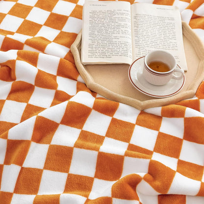 LOMAO Throw Blankets Flannel Blanket with Checkerboard Grid Pattern Soft Throw Blanket for Couch