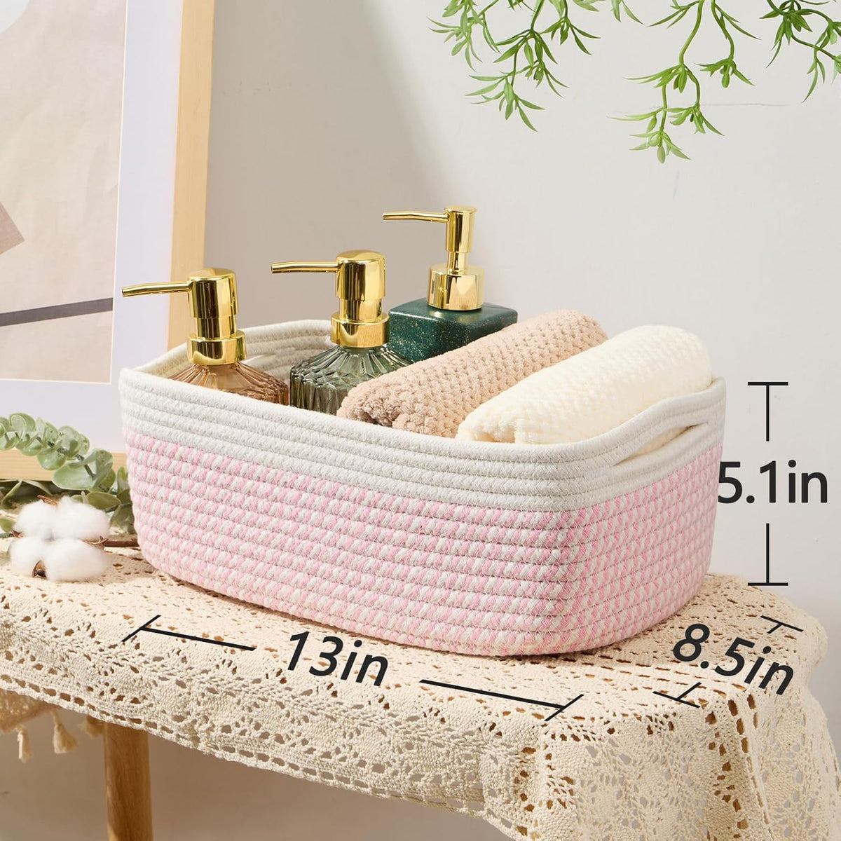 Small Storage Baskets for Organizing | Closet Organizer Bins | Shelf Toy Basket | Woven Rope