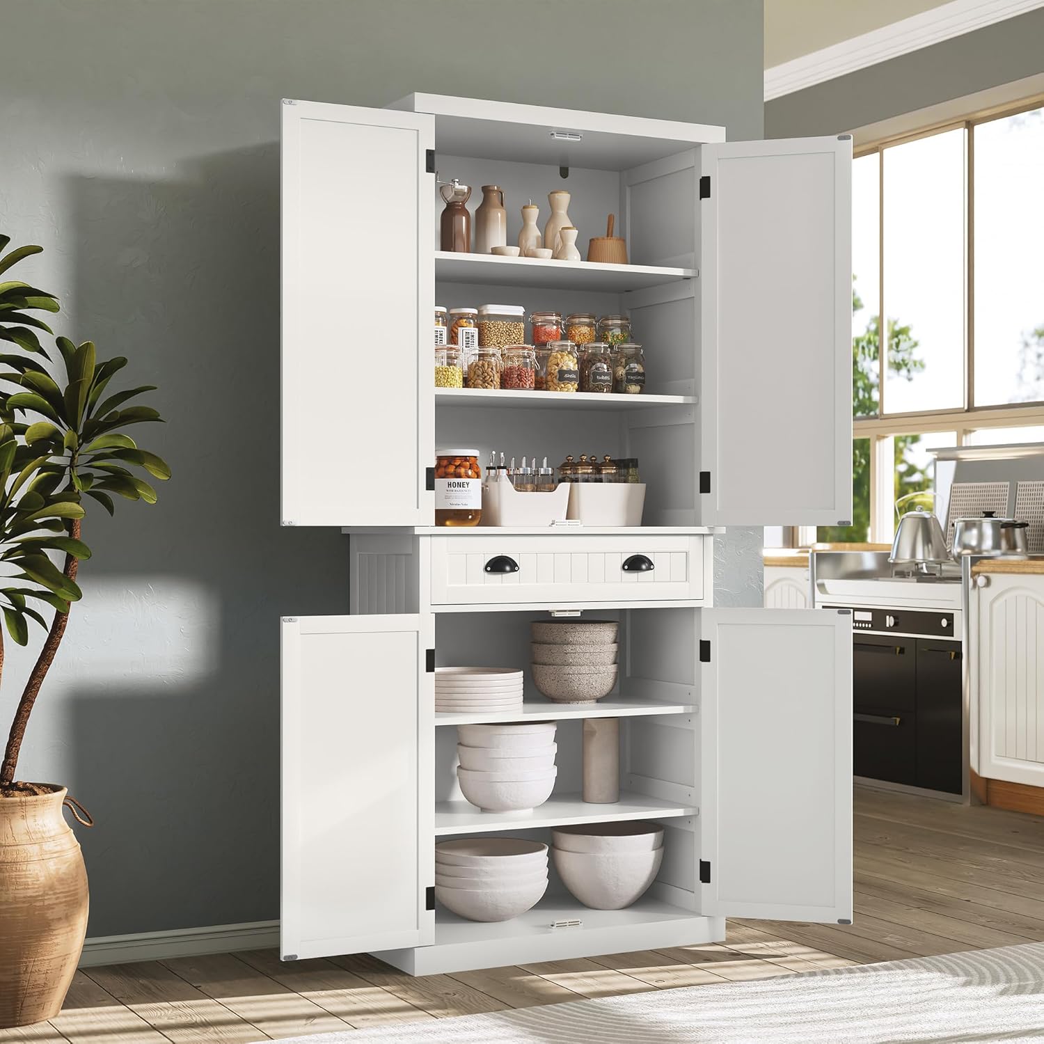 ARTPOWER 72" Tall Kitchen Pantry Storage Cabinet with Drawer and Adjustable Shelves, Pantry Cabinet