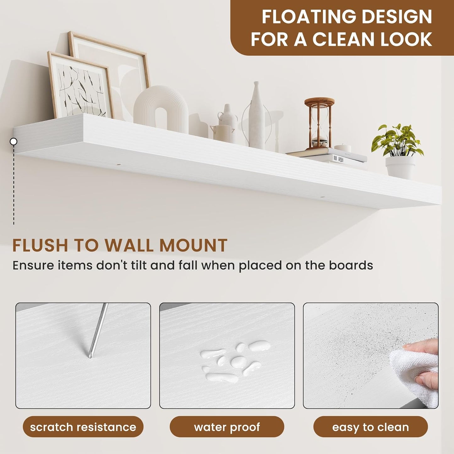 fuqing Floating Shelves for Wall, Bathroom Shelf Wall Mounted for Storage, Shelves with Invisible