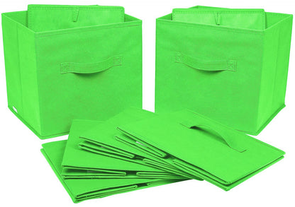 Greenco Foldable Storage Cubes, 6 pcs (Green) | Closet Organizer Storage Basket/Box/Bin/Shelf |