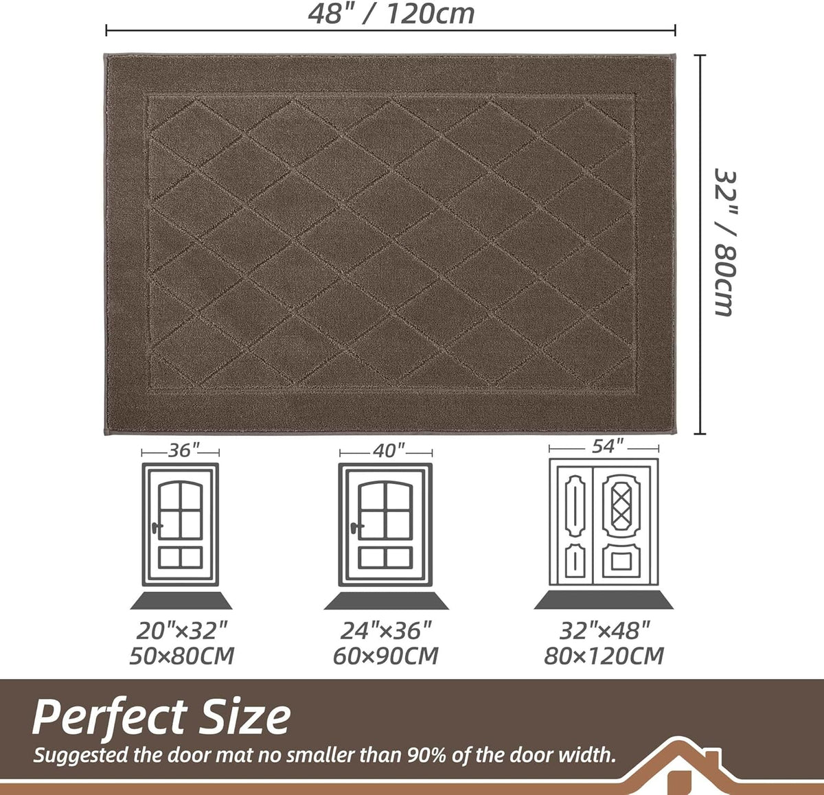 BEQHAUSE Dirt Trapper Door Mat 32" x 48", Doormat Non-Slip Entryway Rugs Washable, Dog Door Mat