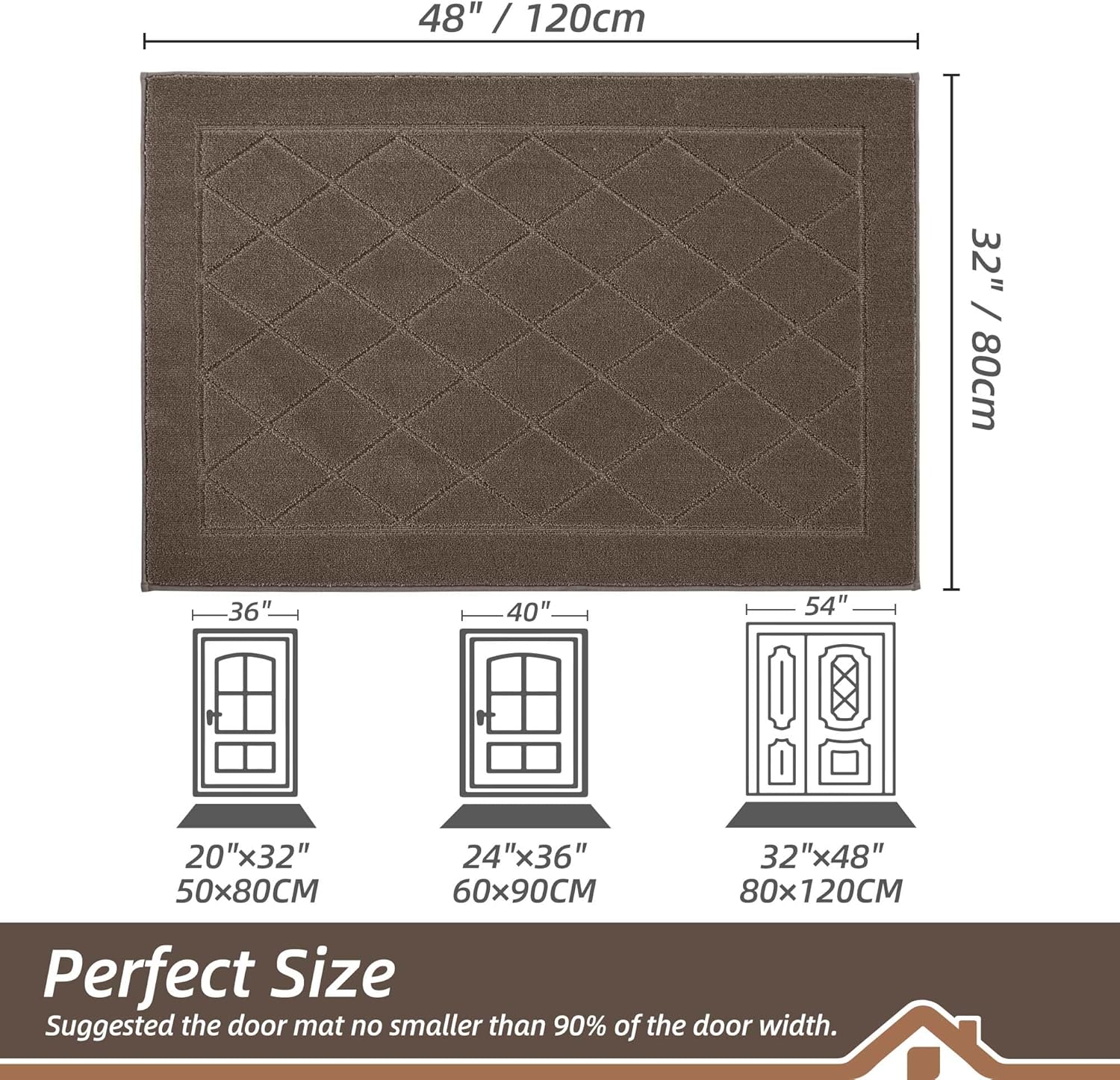 BEQHAUSE Dirt Trapper Door Mat 32" x 48", Doormat Non-Slip Entryway Rugs Washable, Dog Door Mat