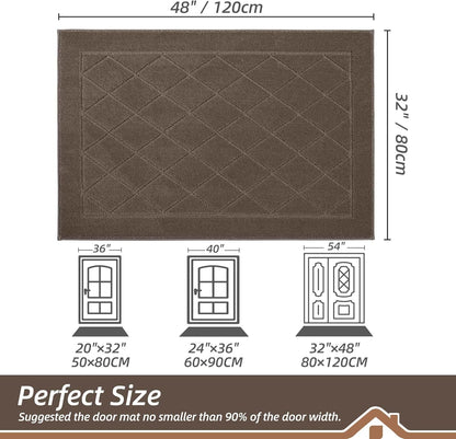 BEQHAUSE Dirt Trapper Door Mat 32" x 48", Doormat Non-Slip Entryway Rugs Washable, Dog Door Mat