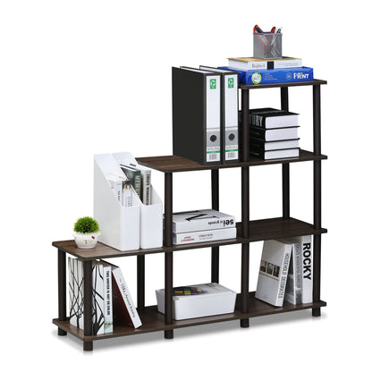 Furinno Turn-N-Tube Storage Shelves, 4-Tier Ladder Book Shelf, 6 Cube Open frame Corner Shelf
