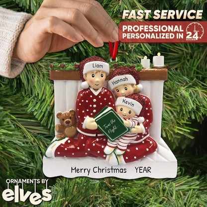 Fireplace Family of 3 Christmas Ornament 2025 Personalized Family Christmas Ornaments 2025 |