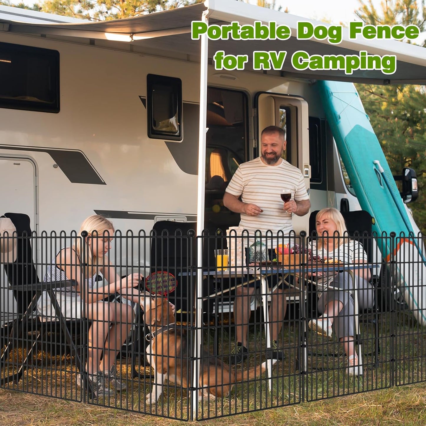 10 Panels No Dig Decorative Garden Fence with Gate for Yard, 24 in(H) X 20 ft(L) Animal Barrier