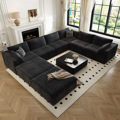 157.5" Cloud Couch Oversized Modular Sectional Sofa for Living Room,Modern Sofa with Deep Seat，8