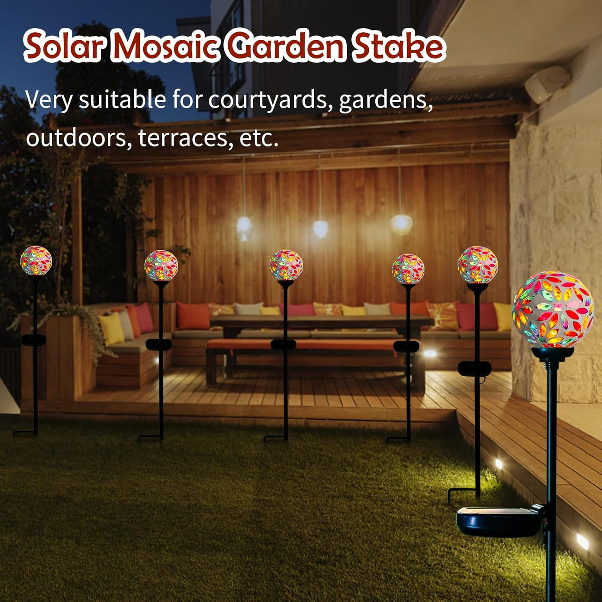 Afirst Solar Lights Outdoor Decorative - Solar Mosaic Garden Stakes Flower Decorative Lights
