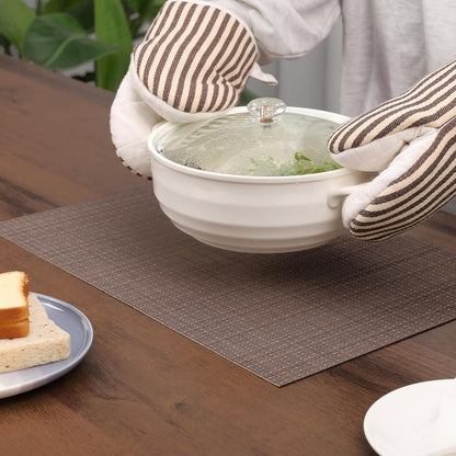 Myir JUN Placemats Set of 4, Vinyl Woven Placemats Place Mats Indoor Set of 4 Washable Table Mats