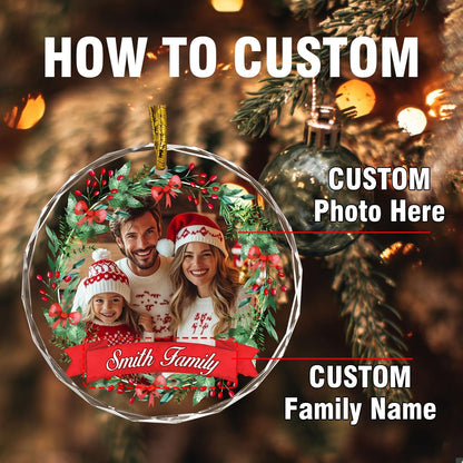 Christmas Tree Hanging Decor, Personalized Crystal Photo Ornaments, Custom Ornaments for