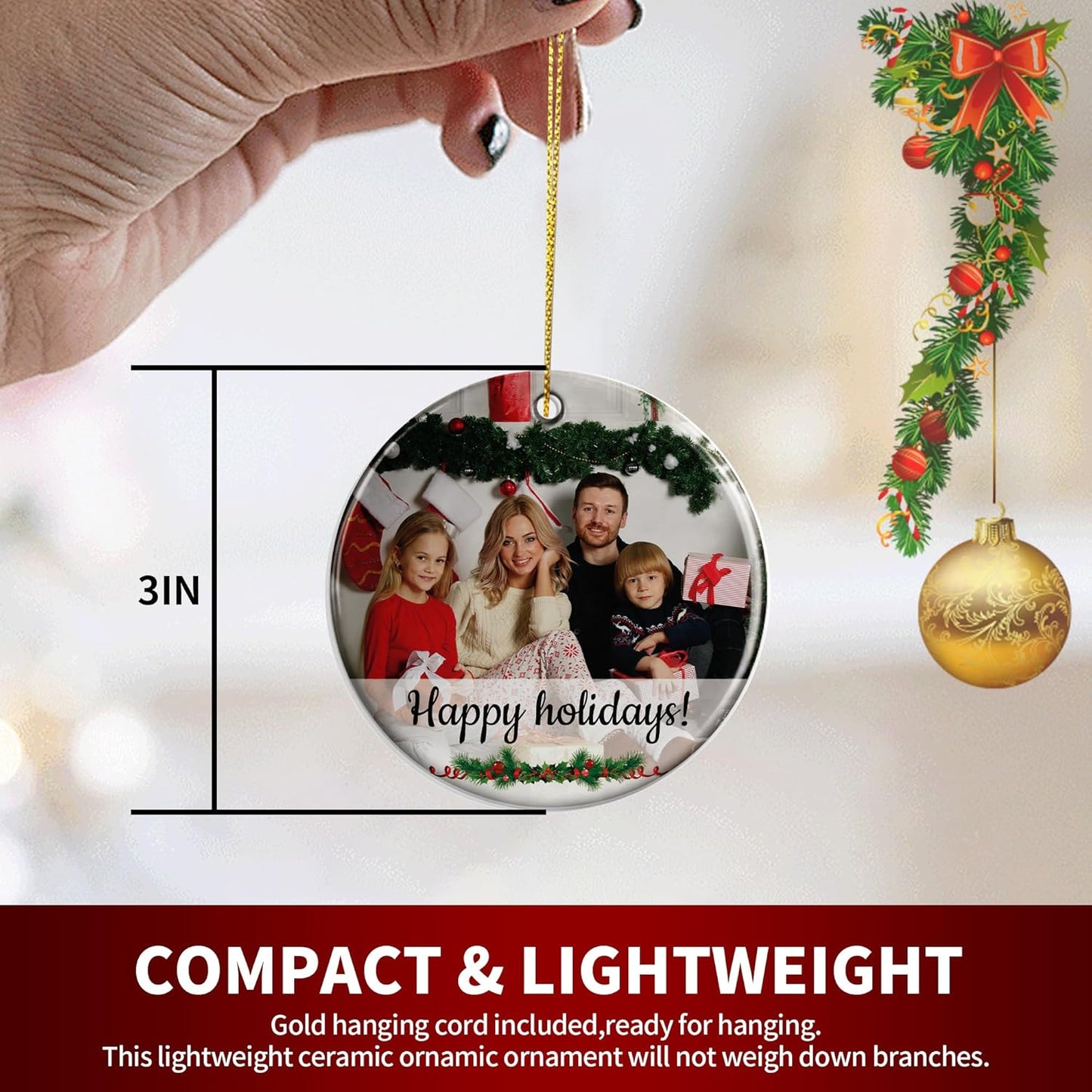 Personalized Christmas Ornaments, Custom Photo & Text 2025 Christmas Tree Ornament, Ideal for Xmas