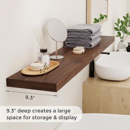 55 Inch Floating Shelves Set of 2, Rustic 55 x 9 Floating Shelf for Wall, 9 Inch Deep Wall Shelves