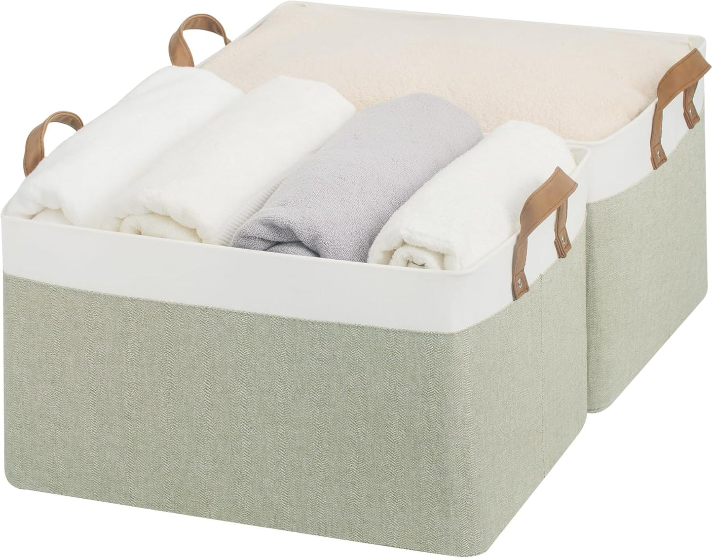 StorageWorks Storage Bins, Fabric Storage Bins for Shelves, Extra Large Storage Baskets with Metal