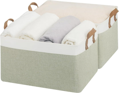 StorageWorks Storage Bins, Fabric Storage Bins for Shelves, Extra Large Storage Baskets with Metal