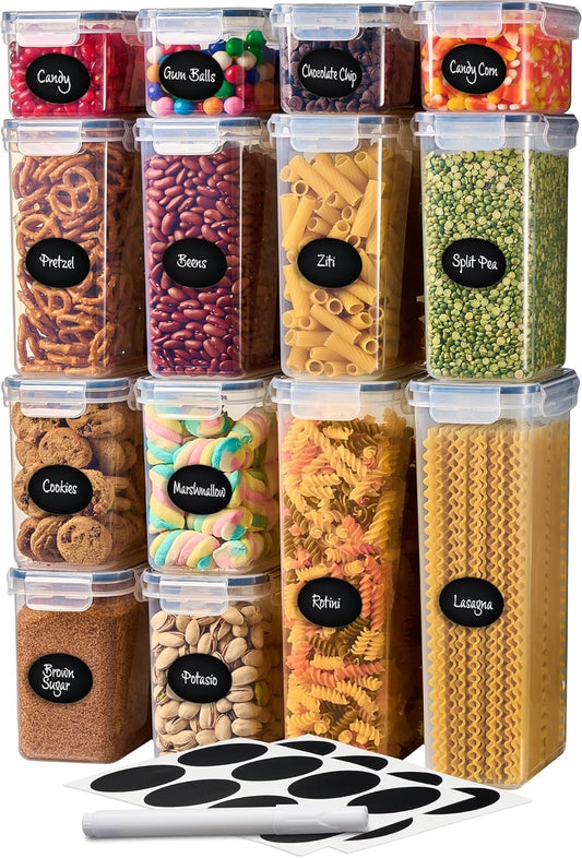 DWËLLZA KITCHEN Set of 14 Airtight Food Storage Containers for Pantry Organization and Storage