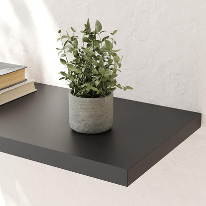 Wall Shelf Set of 2, Black Floating Shelves 30 in W x 10 in D x 1 in H, Wooden Floating Wall Shelf