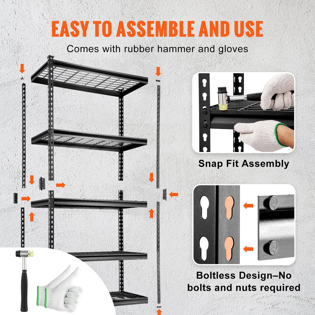 VEVOR Storage Shelving Unit, 5-Tier Adjustable, 2000 lbs Capacity, Heavy Duty Garage Shelves Metal