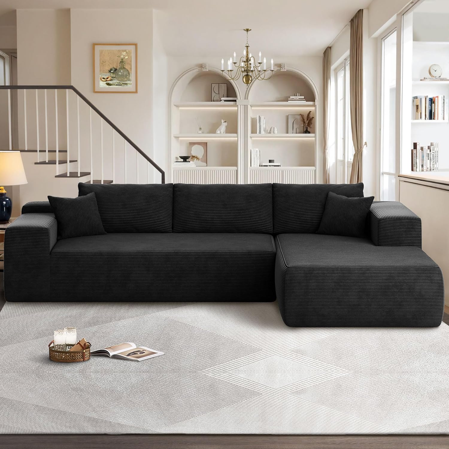 104" Cloud Sectional Couches for Living Room,L Shaped Boneless Couch in A Box,Sleeper Sofa with