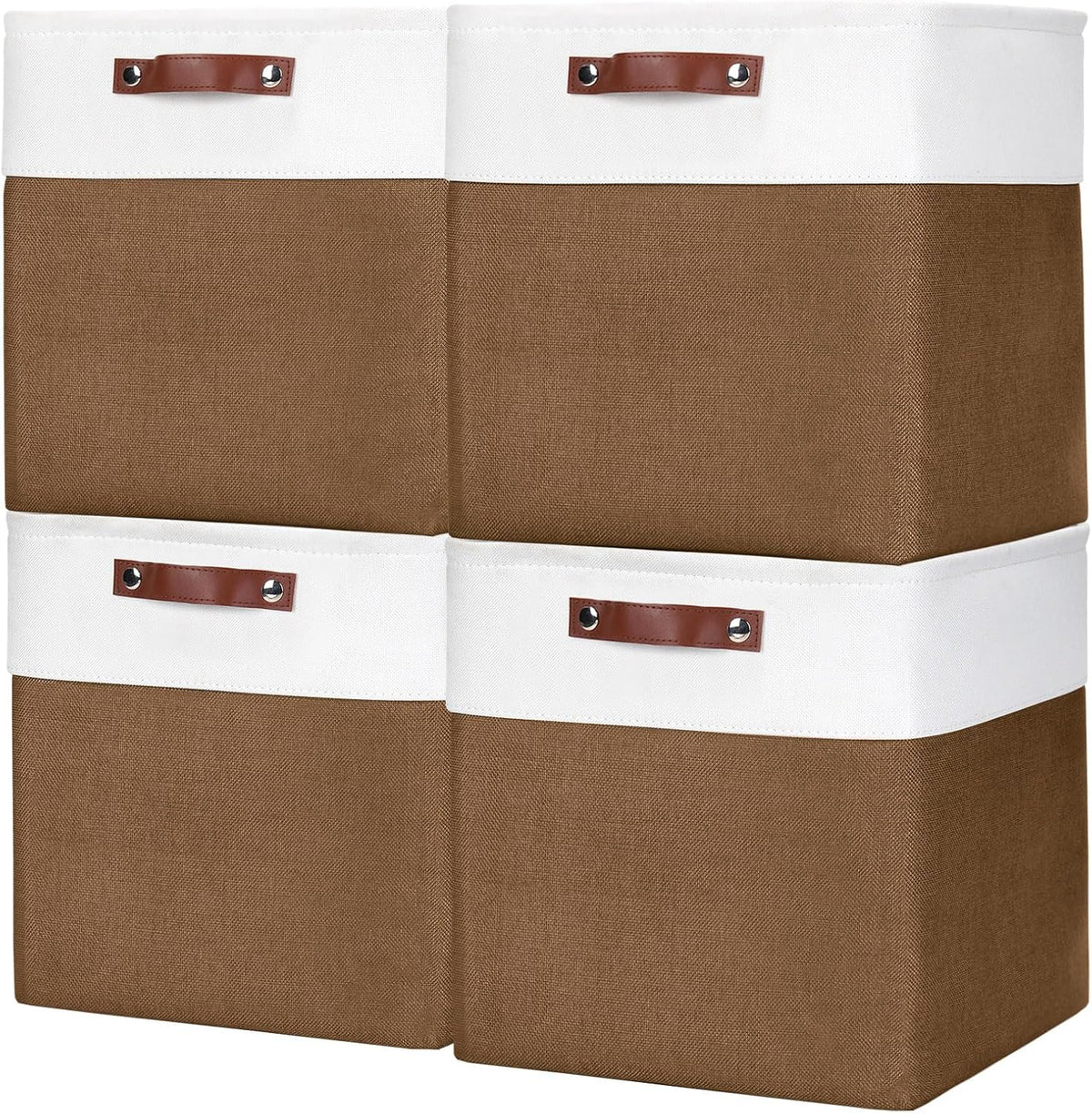 13x13 Cube Storage Bins, Collapsible Fabric Storage Box, 4 Pack Closet Baskets with Handles for