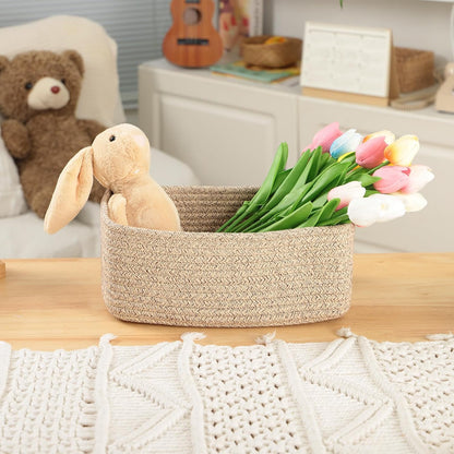 Small Storage Baskets for Organizing | Closet Organizer Bins | Shelf Toy Basket | Woven Rope