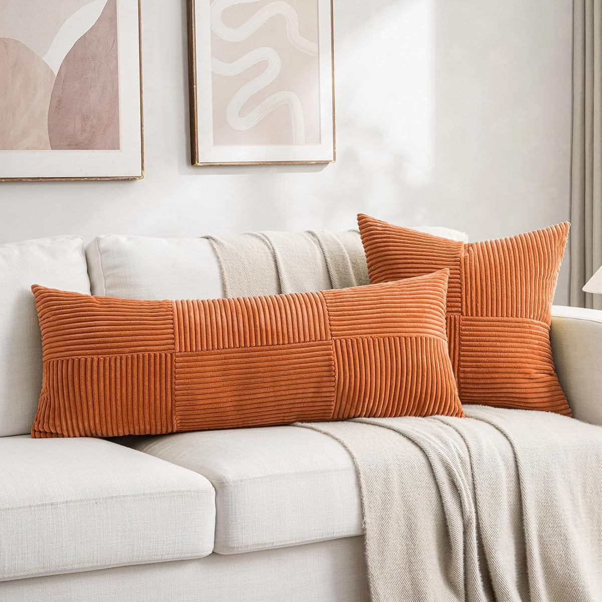 Fancy Homi 2 Packs Burnt Orange Decorative Throw Pillow Covers 18x18 Inch for Living Room Couch Bed
