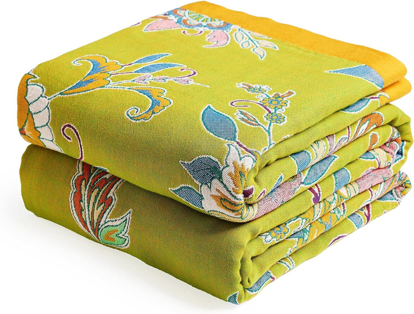 Boho Throw Blanket 80" x 90", 100% Organic Cotton Breathable Ultra Soft Bed Quilt Throw - All
